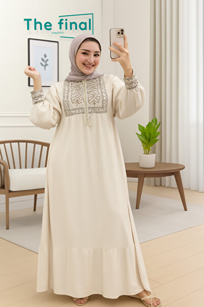 The final touch Free size linen jalabiya, fits up to 100 kg