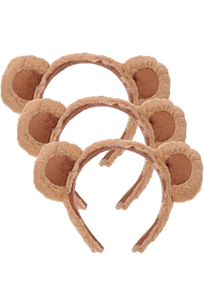 OEM Elastic de păr din pluș cu urechi de urs, set de 3 bucăți