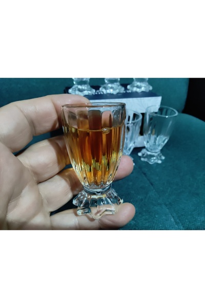 ORTAKÖY CENNETİ 6 Pieces of High-Quality Shot Glasses or Fish Glasses, 30 Cc, 7 cm Height, 4 cm Mouth Width, High-Quality Crystal.
