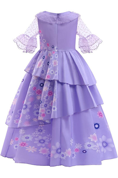 OEM Elegant tiered dress, purple with flowers 2-3 years 100 cm