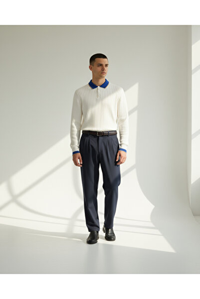 WELLSWEAR Lastikli Normal Bel Erkek Baggy Fit Kumaş Pantolon – Lacivert