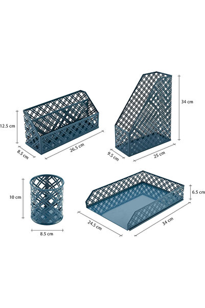 OEM Metal desk organizer with mesh, 4 pieces