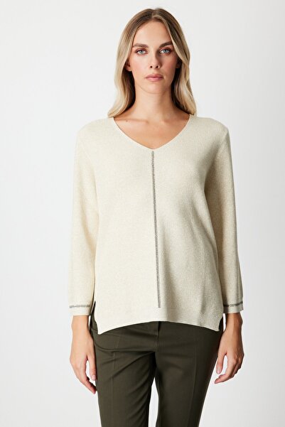 ON TRİKO Pulover din tricotaj cu aplicații de piatră, cu sclipici 65326-26k