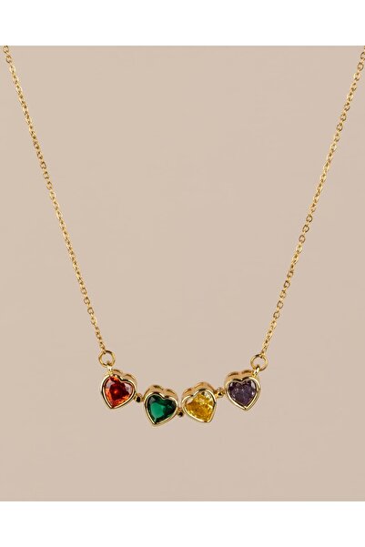 Portakal Esintisi Clovielle Magnetic Four Leaf Clover Heart Steel Necklace