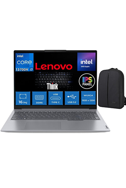 LENOVO Thinkbook 16 Intel Core I7-13700H 32GB DDD5 1TB SSD Windows11 Pro 16" IPS Notebook & Çanta