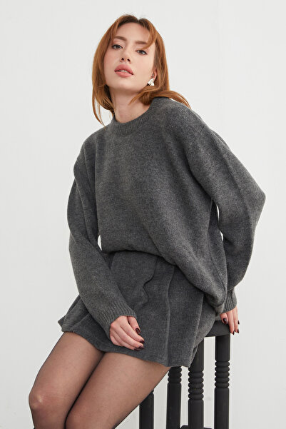 Fulla Moda Basic Crew Neck Casual Knit Sweater