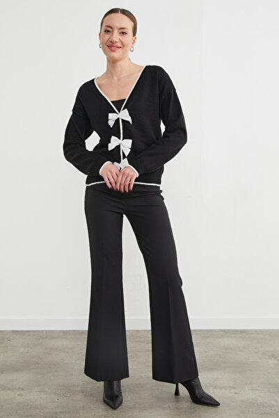 Fulla Moda Bow Detailed Knitwear Cardigan