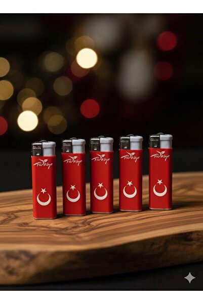 İNDİRİM CENTER Ay Yıldız Türkiye Desenli 5 Adet Doldurulabilir Çakmak