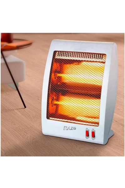 Razo Electric Desk Heater 800W with Halogen Elements, 2 Power Levels & Tip-Over Protection