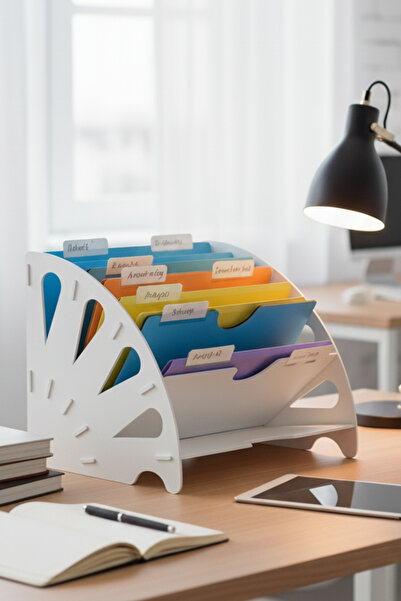 Simux Sunrise Masaüstü Ahşap Dosyalık- Çok Amaçlı Organizer