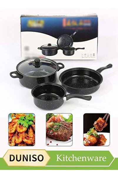 Generic DUNISO 3 PCS non stick medical-stone cookware with Non-Stick Surfaces, Bakelite Handles, Frying pan