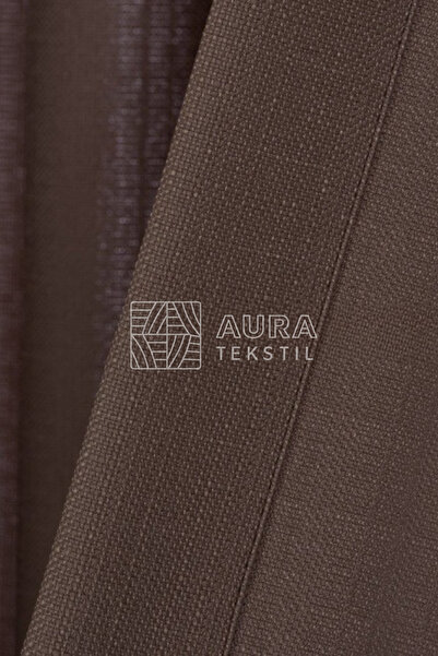 Fluiana Natural Linen Background Curtain 100% Linen | Brown Color Frequent Pleats 1/3