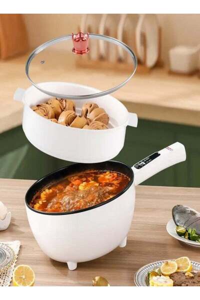 Generic ZEESQUARE Electric hot pot Cooking Pot Glass Lid, Easy to Clean, Soup & Rice Cooker â€“ 4L