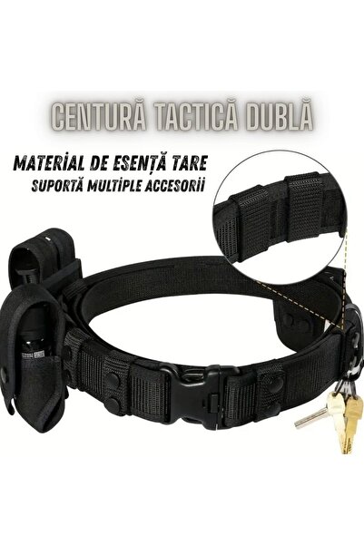 Hipolar Double Combat Tactical Belt, 137 cm, Size L, with Inner Belt, Black