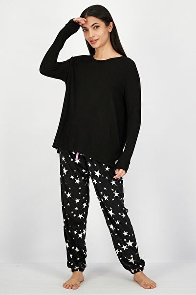 Undiz Women Crew Neck Long Sleeves Solid T-shirt, Black