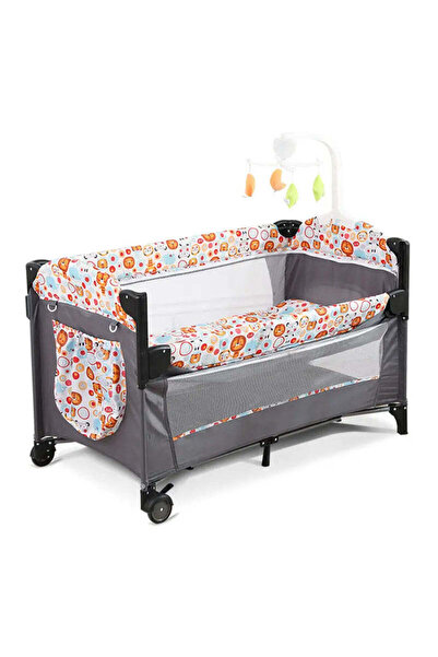 buz Tarc de joacă pliabil pentru bebeluși cu 2 niveluri și carusel, plasă tra...