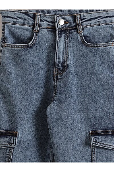 LC Waikiki LCW Kids Beli Ayarlanabilir Lastikli Kız Çocuk Kargo Jean Pantolon