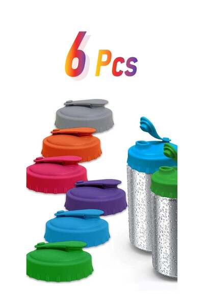 Generic Excefore 6-Pack Reusable Silicone Soda Can Lids, Spill-Proof Can Covers for Standard Size Cans of S