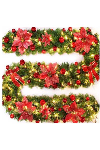 buz Ghirlandă luminoasă de Crăciun cu fundițe și Moși Moși mici, brad artific...