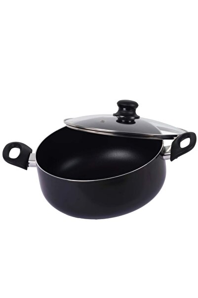 Generic Cookline Pressed Aluminum Nonstick Casserole with Glass Lid and Induction Bottom 30cm, Black with S