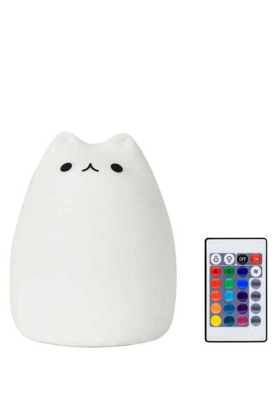 buz Lumină de noapte LED - Pisicuță jucăușă multicoloră, silicon moale, telec...