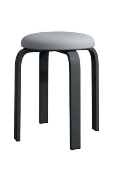 buz Scaun de bucătărie cu pernă rotundă, piele ecologică, gri, 46x30x30 cm