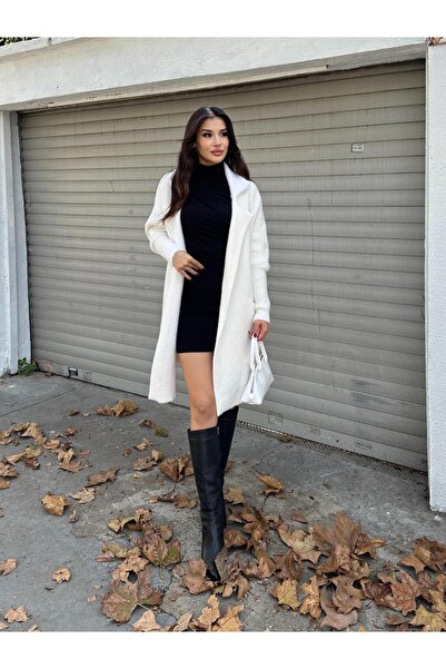 TOFİX textile Triko Hırka Balloon Sleeve Pocket Jacket Collar Coat Style New Season Model