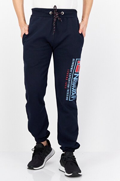 Geographical Norway Men Regular Fit Drawstring Graphic Print Jogger Pants, Navy