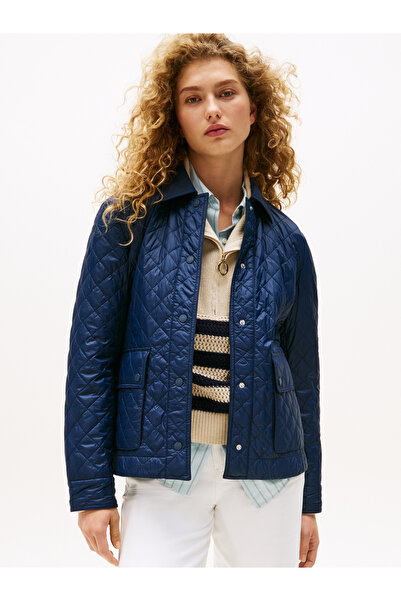 Tommy Hilfiger PADDED NYLON SLIM QUILTED JACKET Kadın Mavi Ceket - WW0WW45641