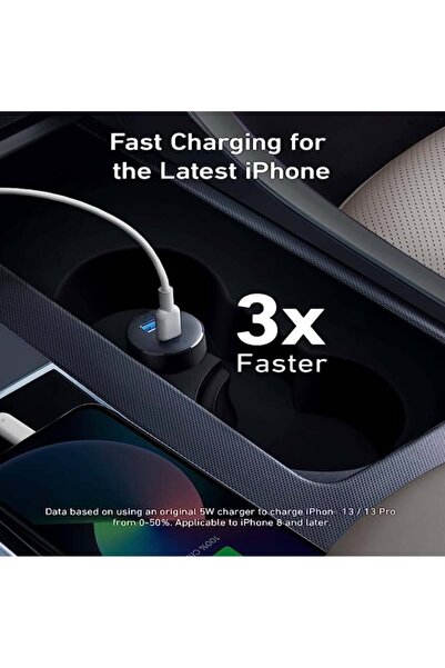 Budi Dual-port car charger with Qualcomm fast charging (QC3.0) and (PD3.0) technology, total capacity 38 watts