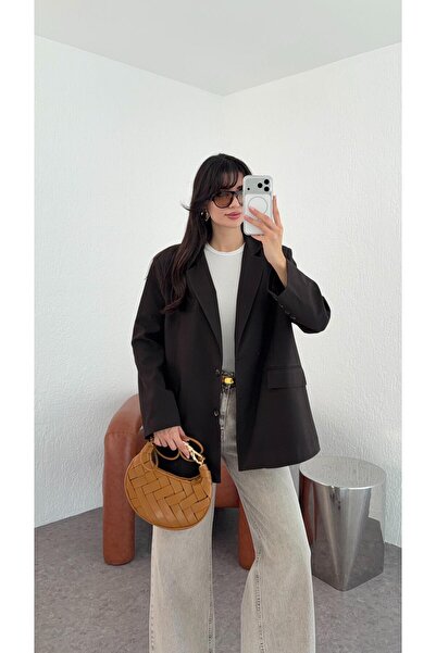 HAZELANNA Oversize Kahverengi Blazer