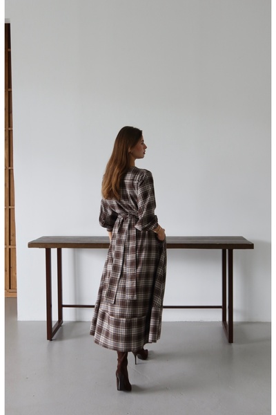 By ÖTE Premium ekose kumaş elbise