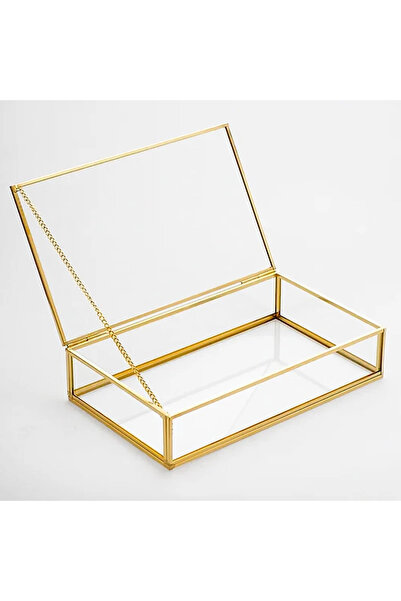 BURHAN AMBALAJ صندوق زجاجي مزخرف، صندوق مكياج، صندوق شوكولاتة 30x20x5 سم