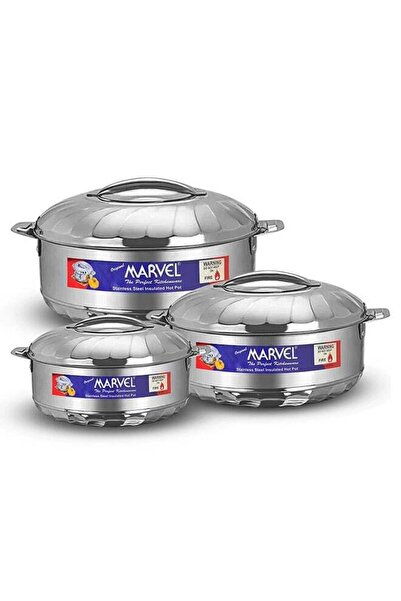 Generic MARVEL Marvel Stainless Steel Insulated Hot Pot Set â€“ 3-Piece Set with Locking Lid â€“ Easy to Op