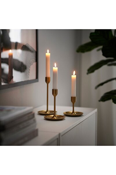 IKEA Candlestick, Set Of 3, Brass-Colour