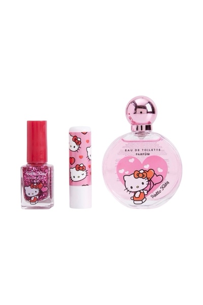 Hello Kitty hediye seti parfüm oje ve dudak nemlendirici