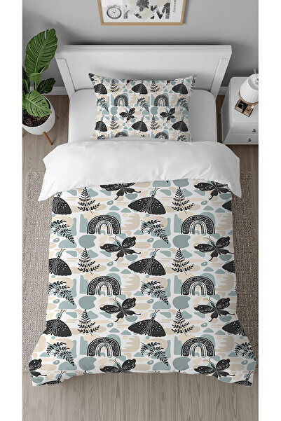 GREENDECOR Butterfly Rainbow Patterned Printed Specially Designed Single Modern Stylish Duvet Cover Set Without Sheets