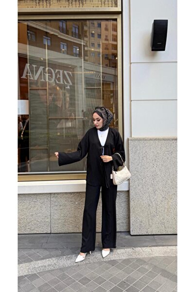 Önü Bağcıklı Kimono Tesettür Takım