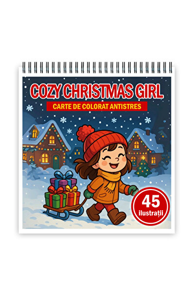 Legendary Gifts Mini carte de colorat, 45 de ilustratii Cozy Christmas Girl, ...