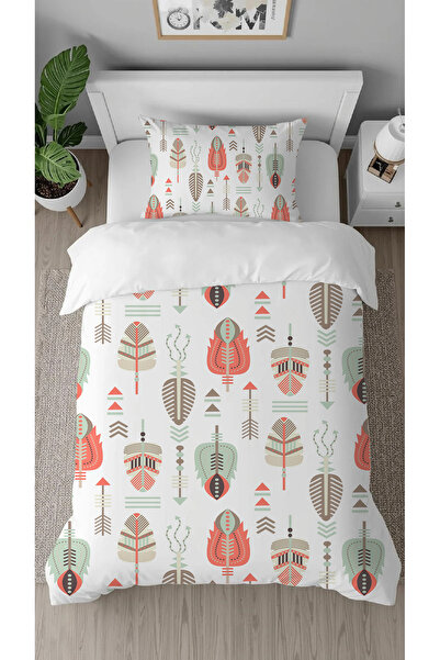 GREENDECOR Anadolu Motif African Ethnic Patterned Printed Special Design Single Person Simple Stylish Duvet Cover Set Without Sheets