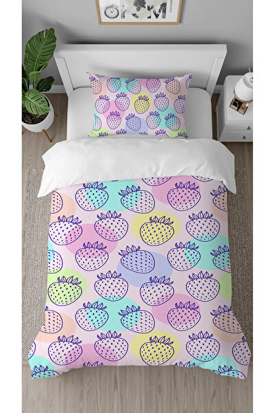 GREENDECOR Strawberry Fruit Pink Purple Patterned Printed Specially Designed ...