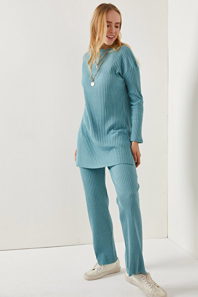 Olalook Women's Mint Green Corded Fabric Piece Set Tkm-19000457