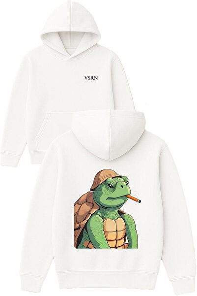 VSRN Sweatshirt cu glugă alb, supradimensionat, cu imprimeu design  "Soldier ...
