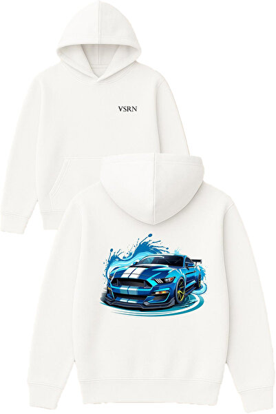 VSRN lacvivert sport car Design imprimat Hanorac alb supradimensionat cu glugă