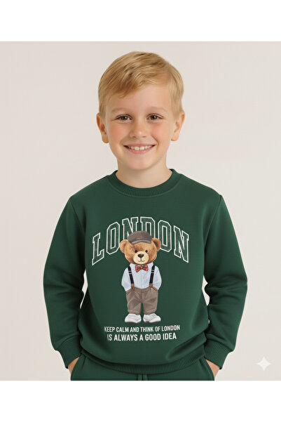 LİTTLE TORTOİSE Boy's Long Sleeve 3 Thread Fleece-Lined Winter Sweatshirt / Tracksuit Set