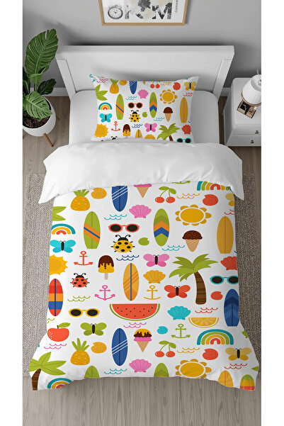 GREENDECOR Palm Watermelon Pineapple Butterfly Rainbow Patterned Printed Spec...