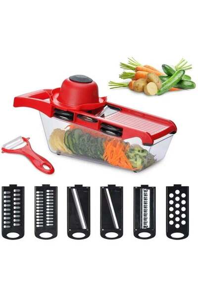 Generic DubaiGallery Vegetable mandolin Julian slicer Champ 9 in 1 Food Chopper With 6 interchangeable Blad