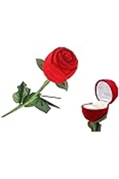 Other صندوق هدايا على شكل خاتم وردة حمراء لعيد الحب والذكرى السنوية وهدية الزفاف، مخملي