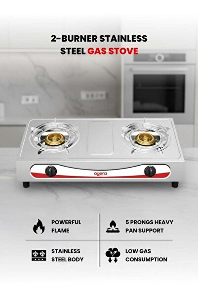Ogera Stainless Steel Double Gas Burner Stove - OG3011GC