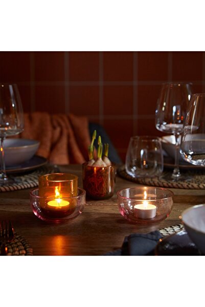 IKEA Tealight Holder, Set Of 2, Pink/Brown